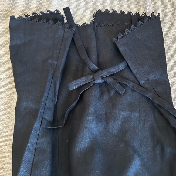 NEW Reformation Viola Linen Top - Black Noir Spring French Causal Lace Detail - Picture 8 of 11